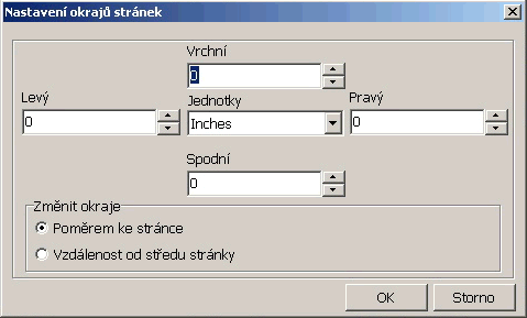 Set margins dialog