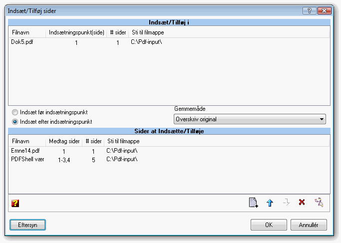 Indst/Tilfj - dialogboks