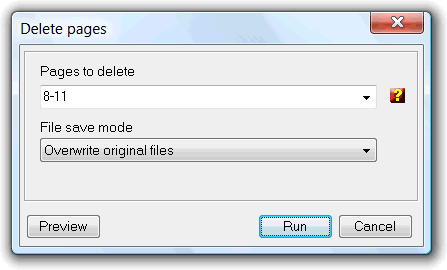 Delete pages tool screenshot