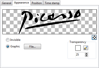 Digital signature appearance settings