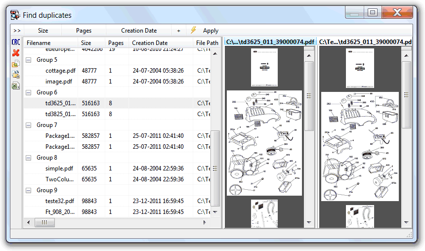 Find duplicates tool screenshot