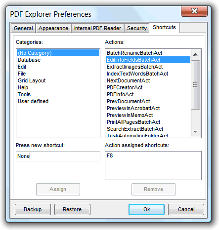 Keyboard shortcuts preferences