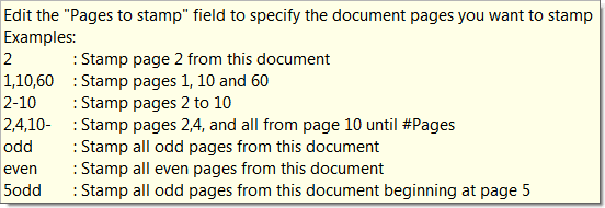 Stamp/Watermark page include rules hint help screenshot