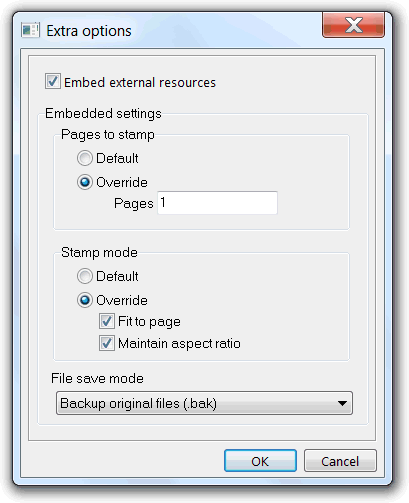 Save template dialog extra options