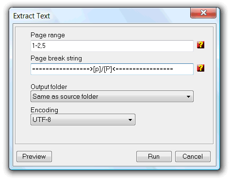 Text extract tool screenshot