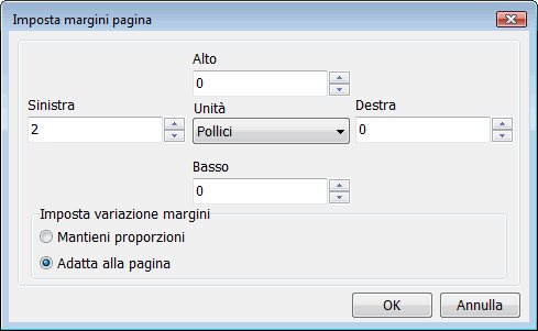 Set margins dialog