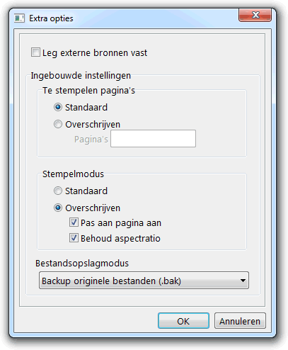 Save template dialog extra options