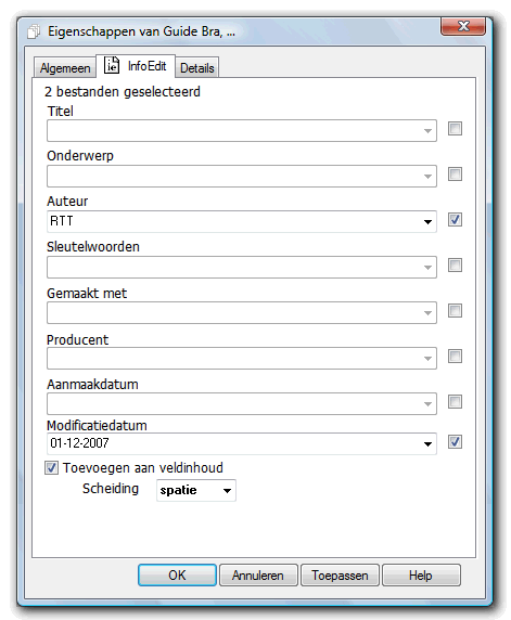 InfoEdit-batch mode screenshot