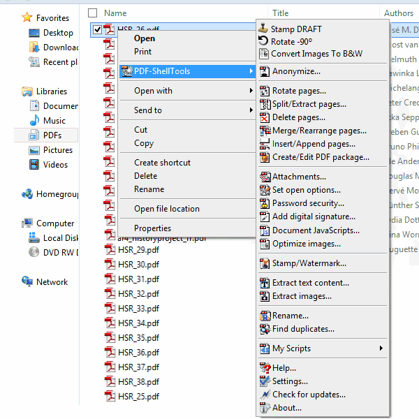 PDF-ShellTools Shell Context menu integration screenshot