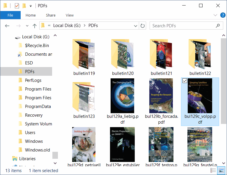 Windows File Explorer thumbnails view