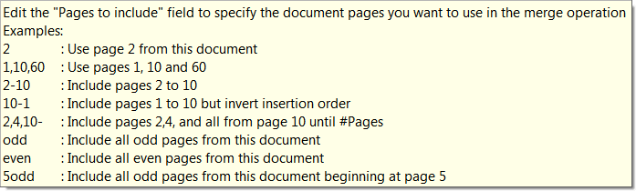 Merge/rearrange pages tool help hint screenshot