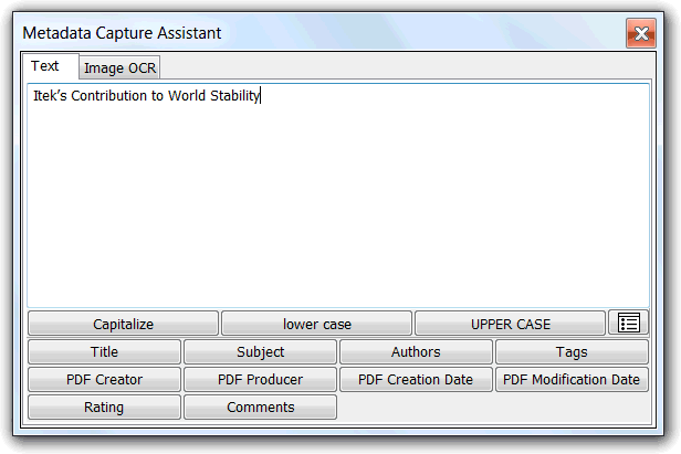 Metadata Capture Assistant - Text Tool