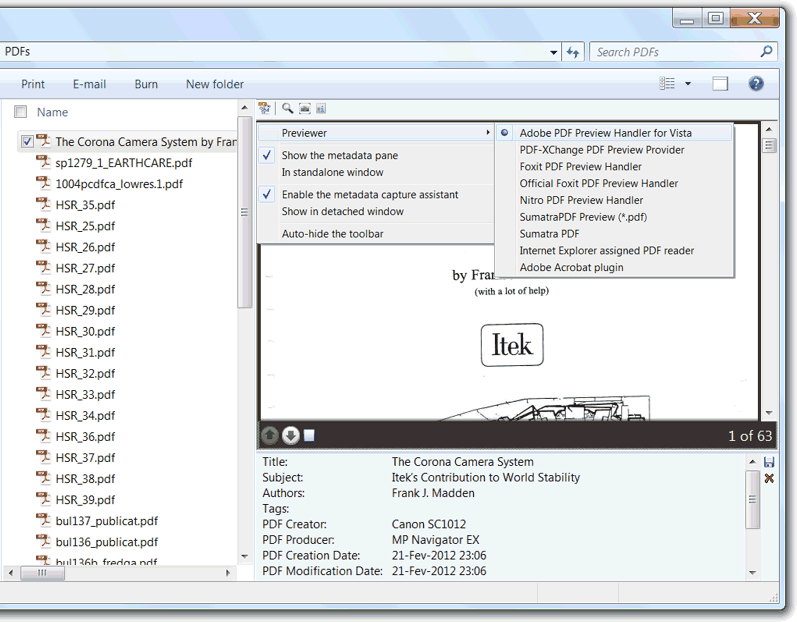 Preview Handler Tools Screenshot