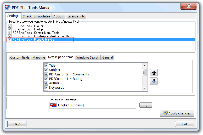 Property Handler Preview details pane settings screenshot