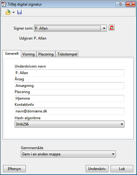 Tilfj digital signatur