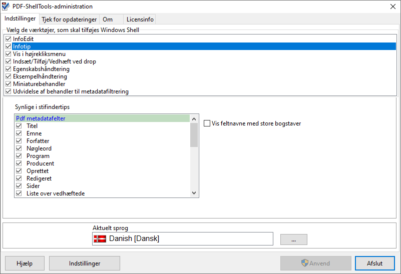 PDF-ShellTools-administration - dialogboks